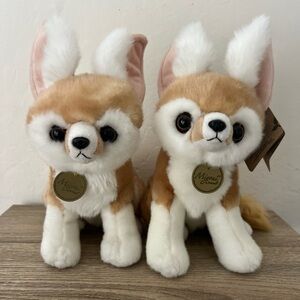 Lot of 2 Miyoni by Aurora Fennec Fox Foxes Plush Sitting Large Ears 11”